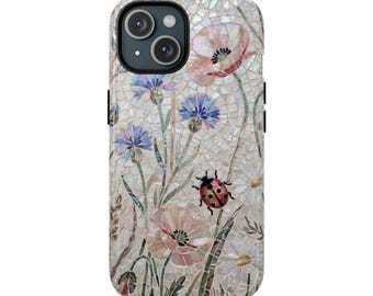 Nyckelpiga Vildblomma Mosaic telefonskal med tufft magnetiskt skal