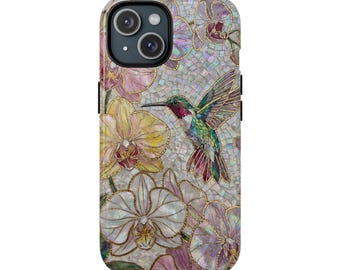 Hummingbird Orchid Mosaic telefonskal med tufft magnetiskt skal