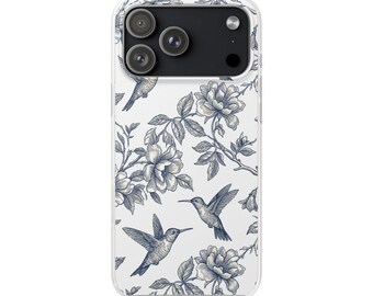 Telefoonhoesje met kolibrie- en rozenpatroon, bloemenprint, vogel, flexibel