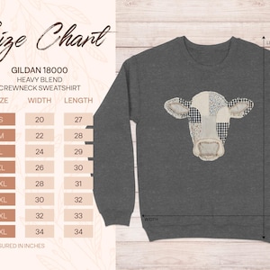 Gildan 18000 Heavy Blend Crewneck Sweatshirt, Patchwork Cow Design, Cozy Sweatshirt, Farm Animal Sweatshirt, Unisex Cow Sweatshirt