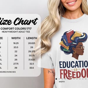 Comfort Colors 1717 size chart for heavyweight adult tees.
