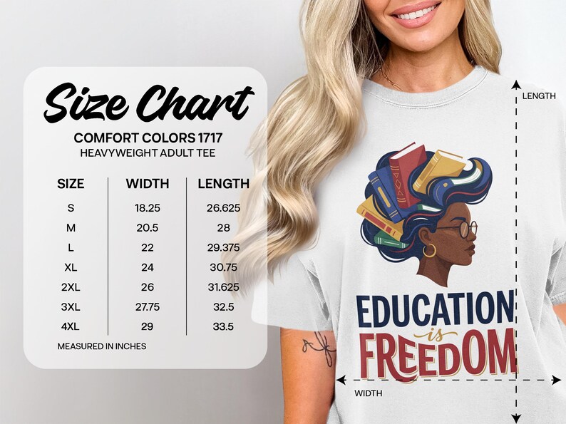 Comfort Colors 1717 size chart for heavyweight adult tees.