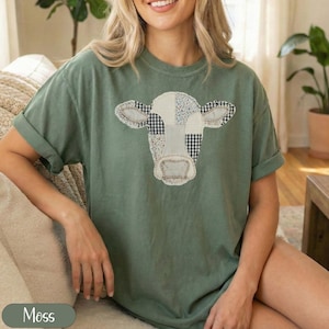 Cute cow print shirt, casual graphic tee, women's summer top, animal lover gift, farmhouse style shirt, country chic apparel