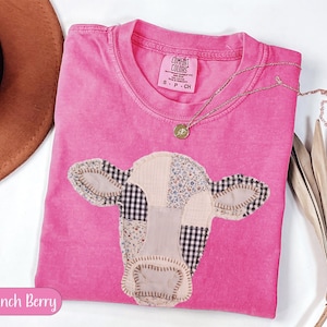 Cute Pink Cow Print T-Shirt, Women's Graphic Tee, Cute Farm Animal Design, Casual Summer Top, Fun and Funky Clothing Gift