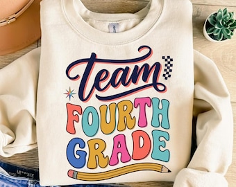 Retro Team Fourth Grade T-Shirt, Back to School Kids Tee, Student Welcome Back Gift, Groovy Teacher Appreciation Apparel