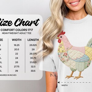 Patchwork Chicken Quilt Design, Farm Animal Hen Graphic, Cottagecore Country Floral Tee, Cute Rustic Farmhouse Gift Idea