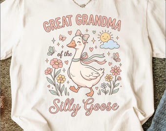 Super Oma Dumme Gans T-Shirt, süßes Gans Shirt, Blumen Schmetterling Design, wunderliches Großeltern Geschenk Tee, glückliche Sonne Wolken, Familien Liebe