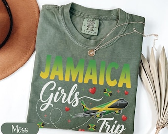 Jamaika Mädchen Reise 2026 T-Shirt, Tropisches Urlaubs-T-Shirt, Gruppenreise-Shirt, lustiger Freund getaway, Karibikinsel-Urlaubs-T-Shirt, Flugzeug