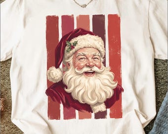 Jolly Smiling Santa Claus T-Shirt | Vintage Christmas Classic Holiday Graphic Tee, Retro Festive Apparel Gift for Him Her