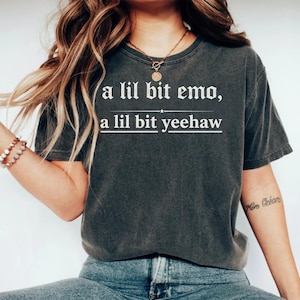 A Lil Bit Emo A Lil Bit Yeehaw T-Shirt, Funny Western Country Goth Aesthetic Tee, Southern Emo Cowgirl Style Gift, Music Festival Shirt