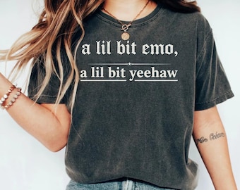 A Lil Bit Emo A Lil Bit Yeehaw T-Shirt, Funny Western Country Goth Aesthetic Tee, Southern Emo Cowgirl Style Gift, Music Festival Shirt