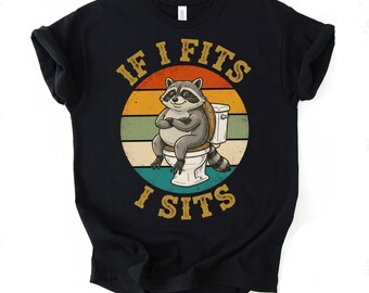 Rolig tvättbjörnströja om jag passar sitter jag meme-tröja retro vintage djurälskare tröja udda humoristisk present till honom henne