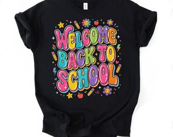 Welcome Back To School Graphic Design, Teacher Classroom Decor, First Day of School Sign, Student Art Print, Retro Teacher Gift