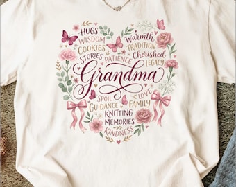 Oma Herz Blumen T-Shirt, Sentimentales Großmutter Geschenk, New Nana Tee, Großeltern Tag Shirt, Muttertag Oma Geschenk, Gemütliches Frauen Top