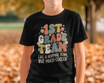 1st Grade Team Kids T-Shirt | Groovy Back to School Shirt | First Grader Tee | Retro Student Grade Team Gift | Back to School Outfit