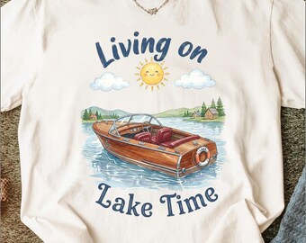 Leben auf See Zeit T-Shirt | Vintage Holzboot Seeleben Tee | Sommerferien Angeln Shirt | Entspanntes Lakehouse Geschenk