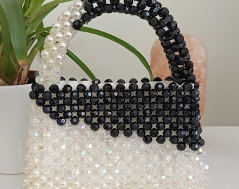 Handmade Pearl Beaded Clutch Bag:Evening Bag
