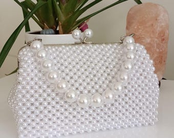 Borsa quadrata mn con perlne e perle fnte