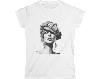 Kate Moss Retro Fashion Tee: Black and White Softstyle Shirt