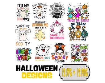 Retro Halloween PNG Bundle: Spooky Season Graphics (Digital Download)