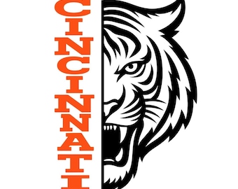 Cincinnati Football Tiger Design (svg png eps dxf) (Digital Download)