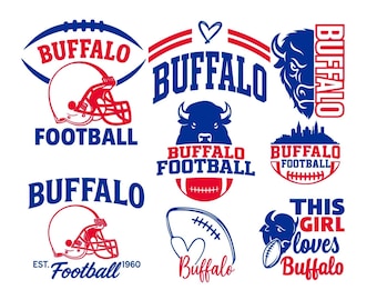 Buffalo Football SVG Bundle: Sports Design, Cricut & Silhouette (Digital Download, 8 SVG/PNG Files)