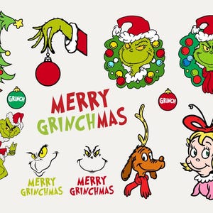 Merry Grinchmas SVG Bundle: Grinch, Cindy Lou, Max Cut Files (Digital Download)