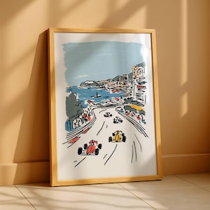 Vintage Formula One Racing Poster – Retro Car Wall Art, Minimalist Line Art Print, Toddler Boy Room Decor, Nursery Wall Art