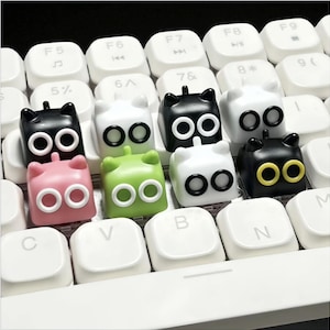 Cute Cat Keycaps | Artisan Keycap for Mechanical Keyboard, Kawaii Kitty Gamer Gift, Custom Colorful Key Caps