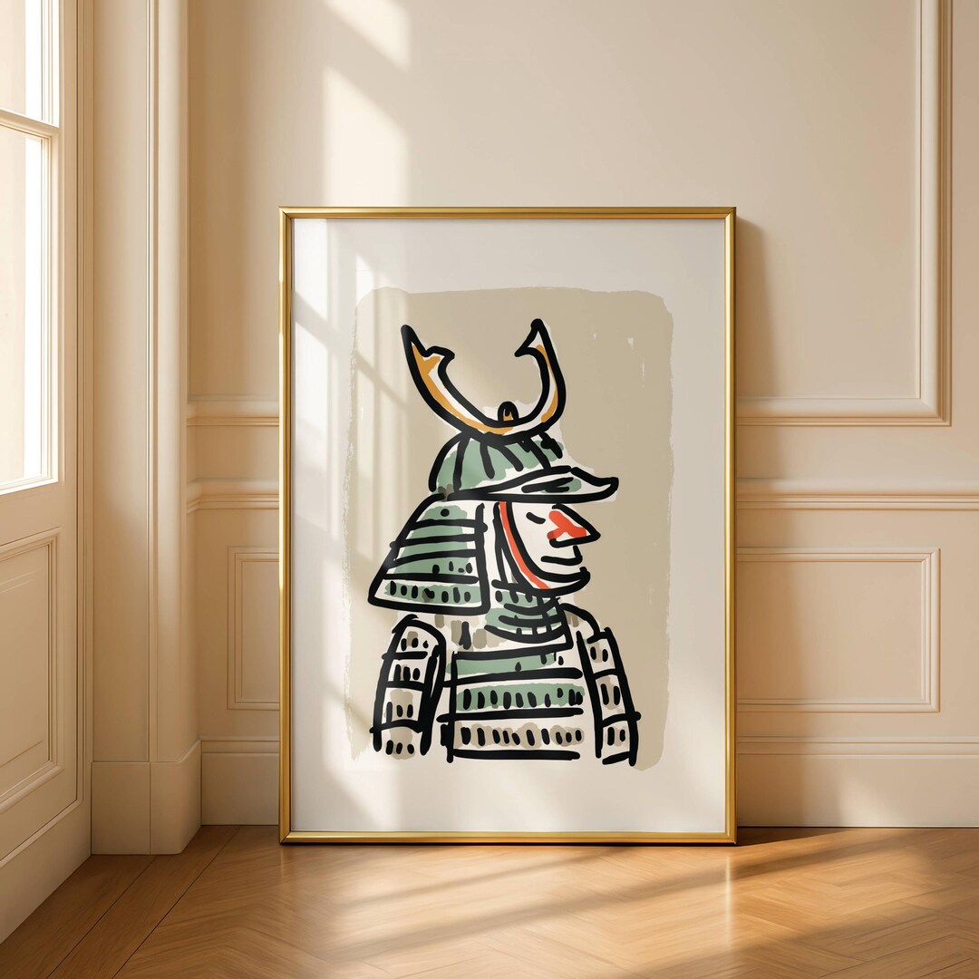 Samurai Warrior Art Print – Calm Profile in Vintage Japanese Style ...