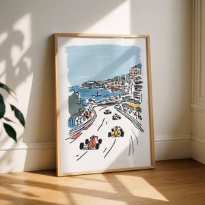 Vintage Formula One Racing Poster – Retro Car Wall Art, Minimalist Line Art Print, Toddler Boy Room Decor, Nursery Wall Art