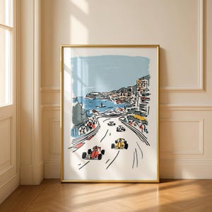 Vintage Formula One Racing Poster – Retro Car Wall Art, Minimalist Line Art Print, Toddler Boy Room Decor, Nursery Wall Art