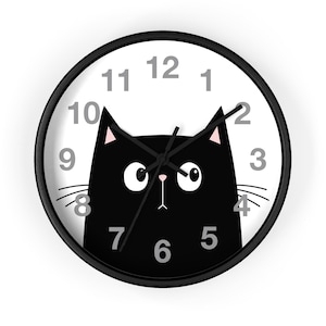 Whimsical Black Cat Wall Clock - Unique Home Decor