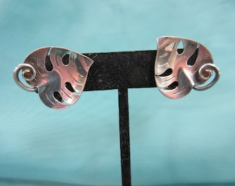 Anton Michelsen Danish Sterling Leaf Earrings