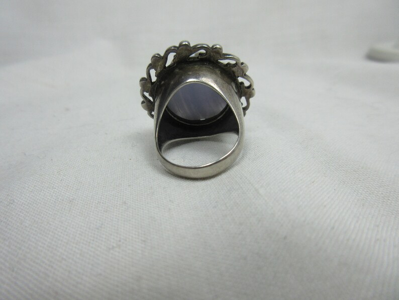 Large Blue Lace Agate and Sterling Ring