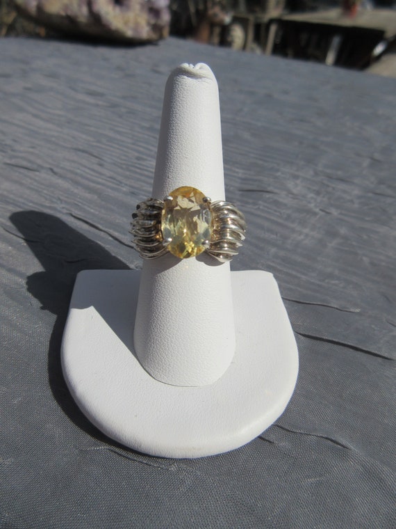 Large Sterling and Citrine Ring