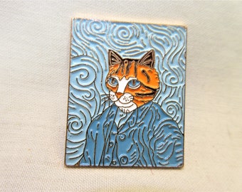 Van Gogh Style Cat Pin