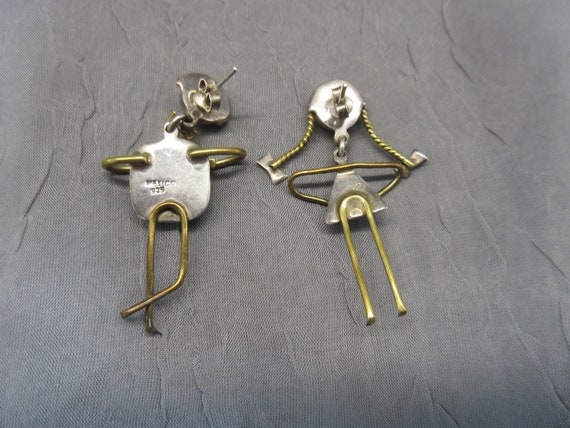 Sterling and Brass Boy & Girl Figure Post Earrings - image 3