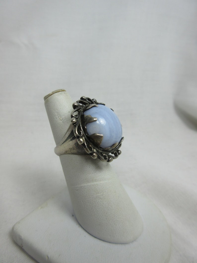 Large Blue Lace Agate and Sterling Ring