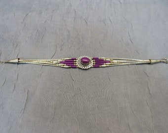 Liquid Silver Bracelet with Sugilite Stone and Beads