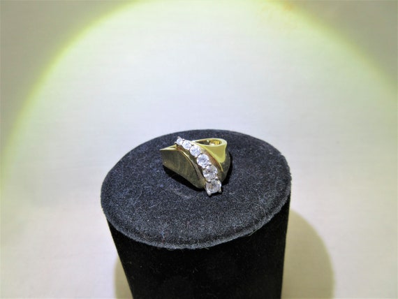 14K Yellow Gold and Diamond Cocktail Ring - image 5