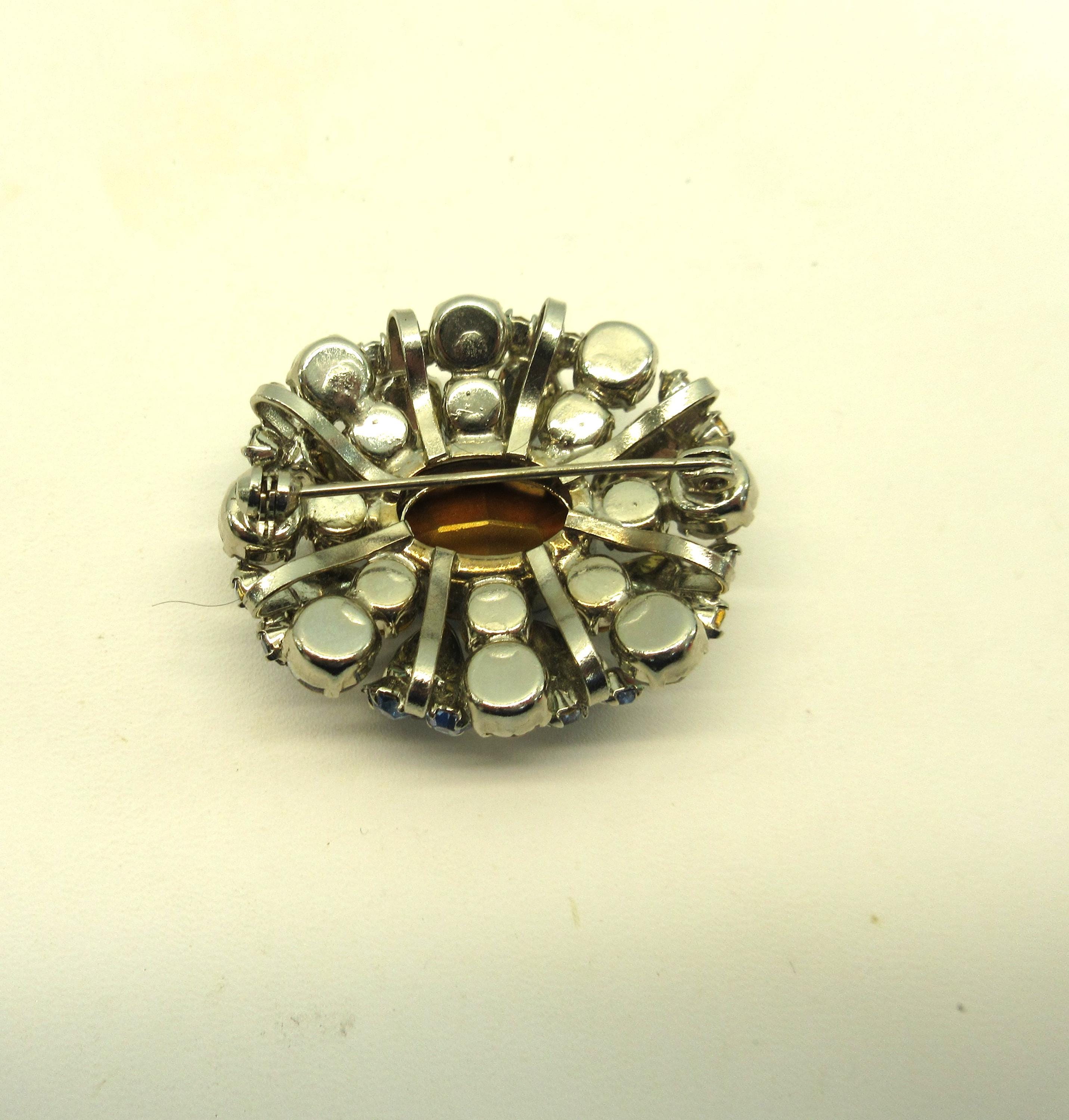 Bijoux vintage Broche Avon strass irisé libellule doré épinglette
