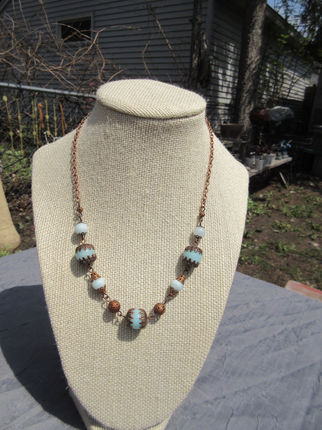Blue Small Stone Choker With Earrings main image 1