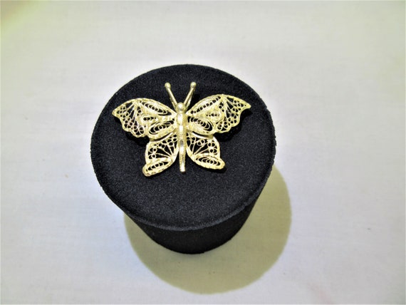 14K Gold Filigree Butterfly Pin/ Pendant - image 1