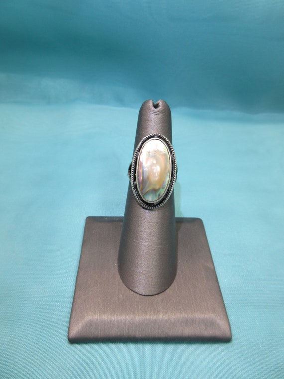 Vintage Sterling and Abalone Blister Pearl Ring