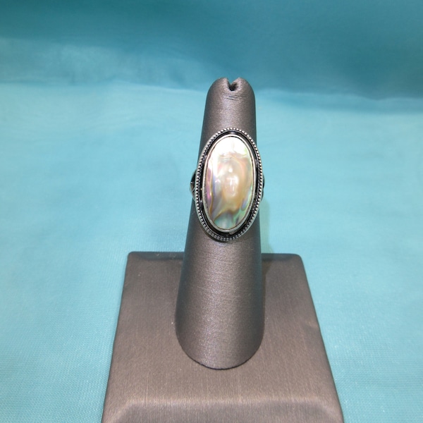 Vintage Sterling and Abalone Blister Pearl Ring