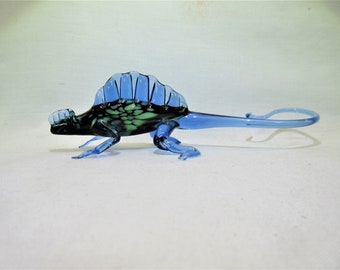 Blue and Yellow Art Glass Lizard