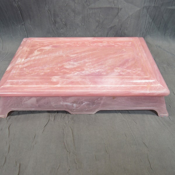 Vintage Large Pink Swirl Acrylic Jewelry Gift Box