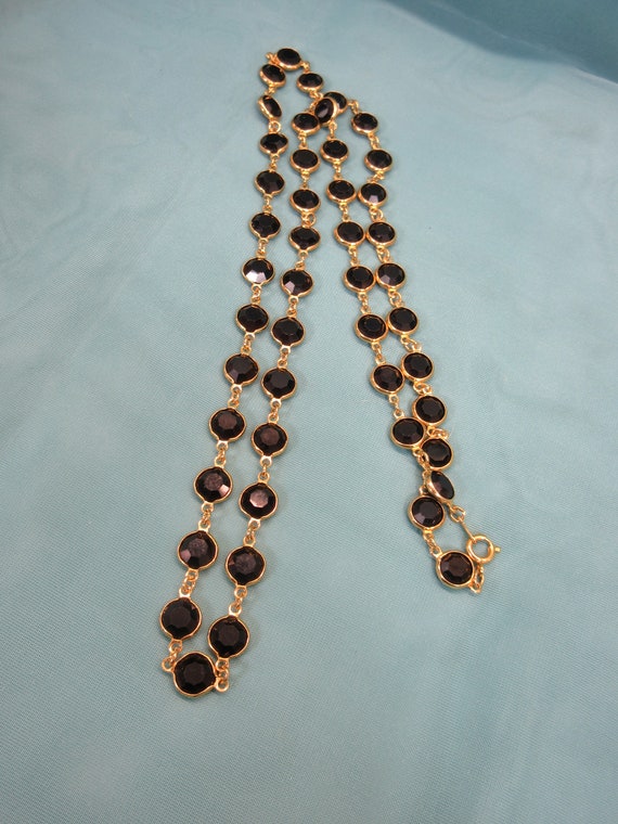 Black Crystal Bezel Necklace - image 2