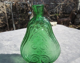 Vintage Green Embossed Bottle